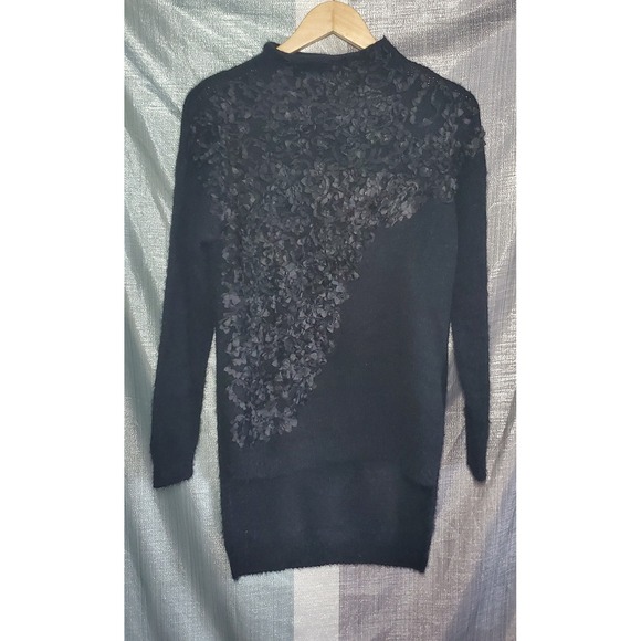 Simply Couture Sweaters - Simply Couture Black Mock Neck Long‎ Sleeve Sweater Dress Applique S Goth